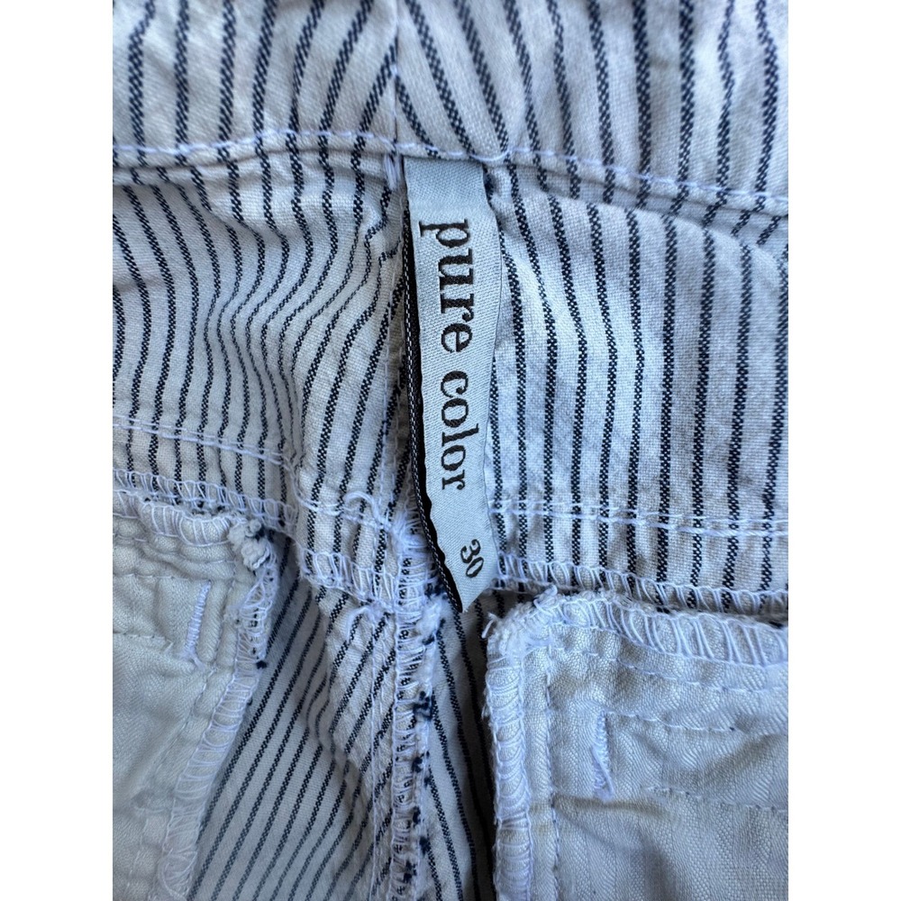 Pure Color Womens Navy White Striped Flare Jeans SZ 30 Nautical Minimalist - Picture 8 of 9